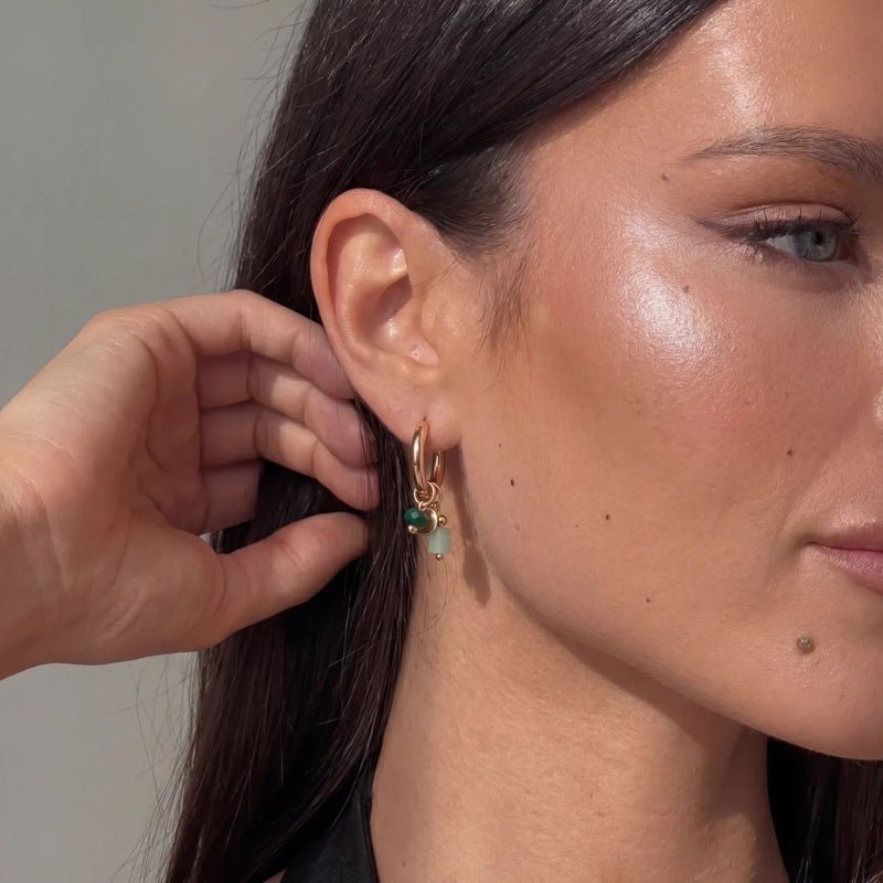 Charm Hoop Earrings - Wisdom Green