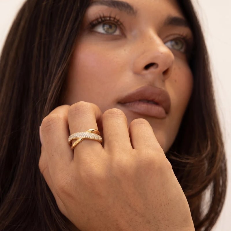 Crossover Ring - Pavé Cocktail CZ