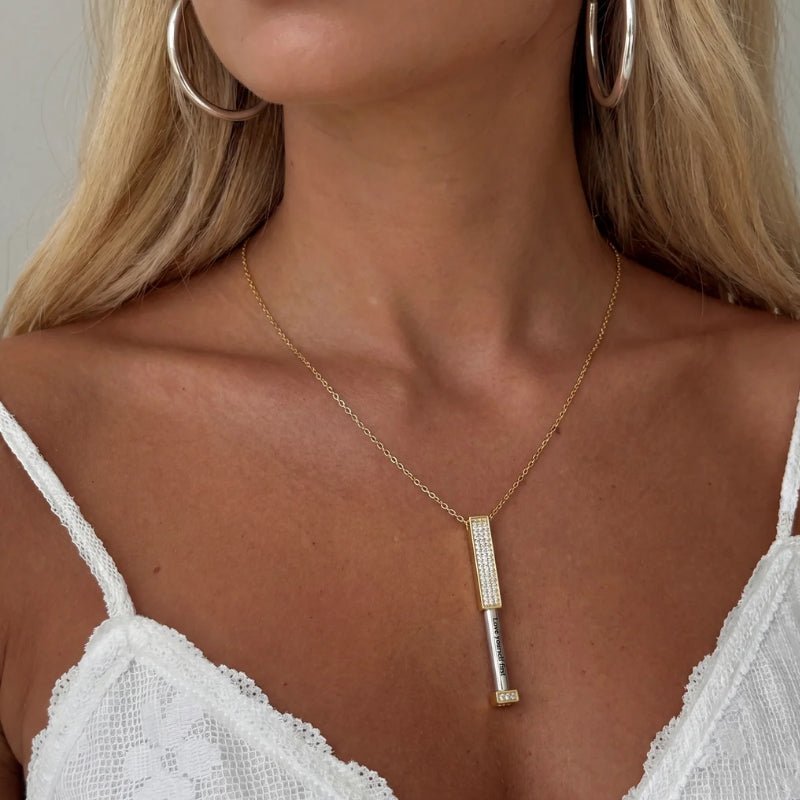 Hidden Message Collier - Gravé Or Bar