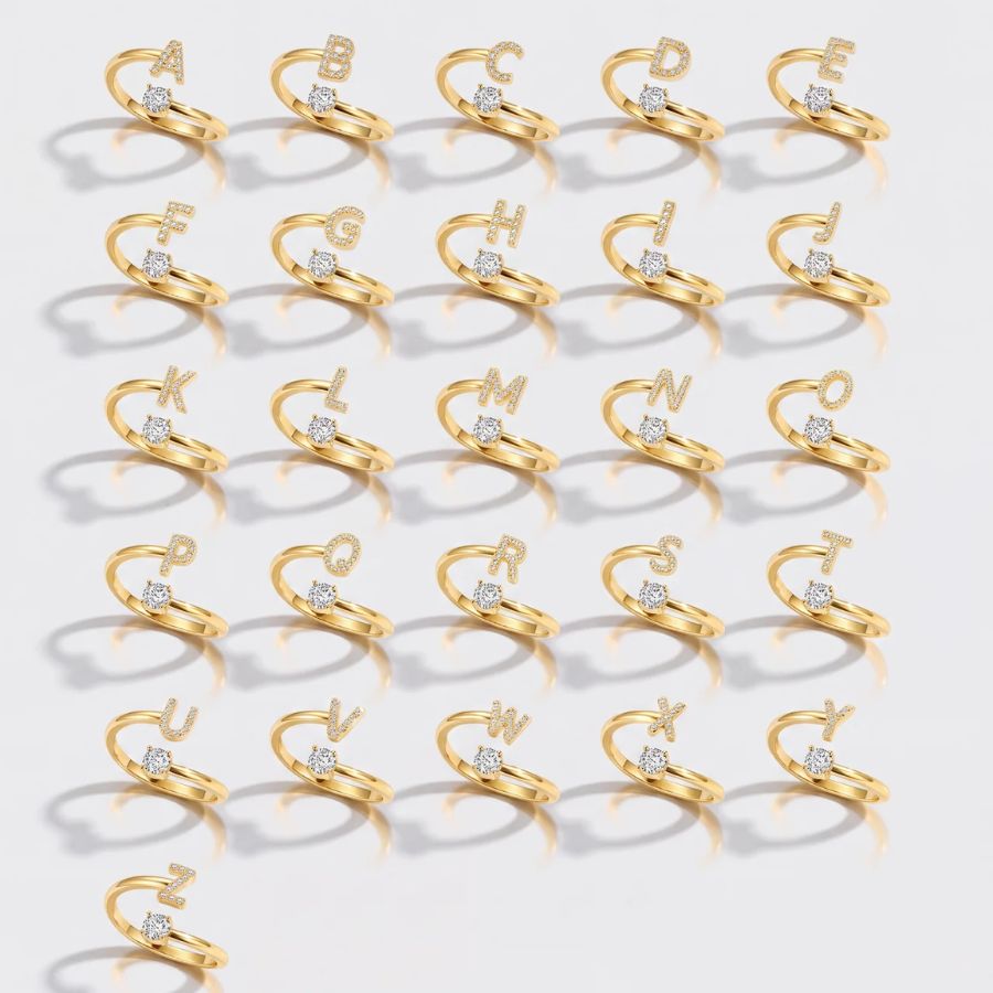 Bague Initiale - Pavé Givré Ajustable