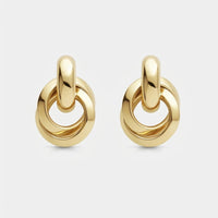 Boucles d'Oreilles Doubles Créoles - Knocker Or