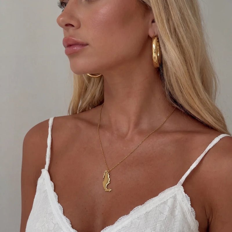Collier Carte - Pays Personnalisé Or