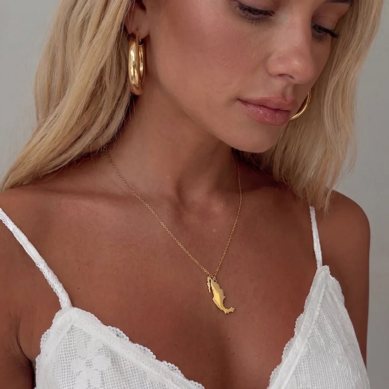 Collier Carte - Pendentif Pays Or Personnalisé