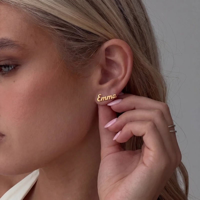 Boucles d'Oreilles Prénom - Cursive Personnalisée