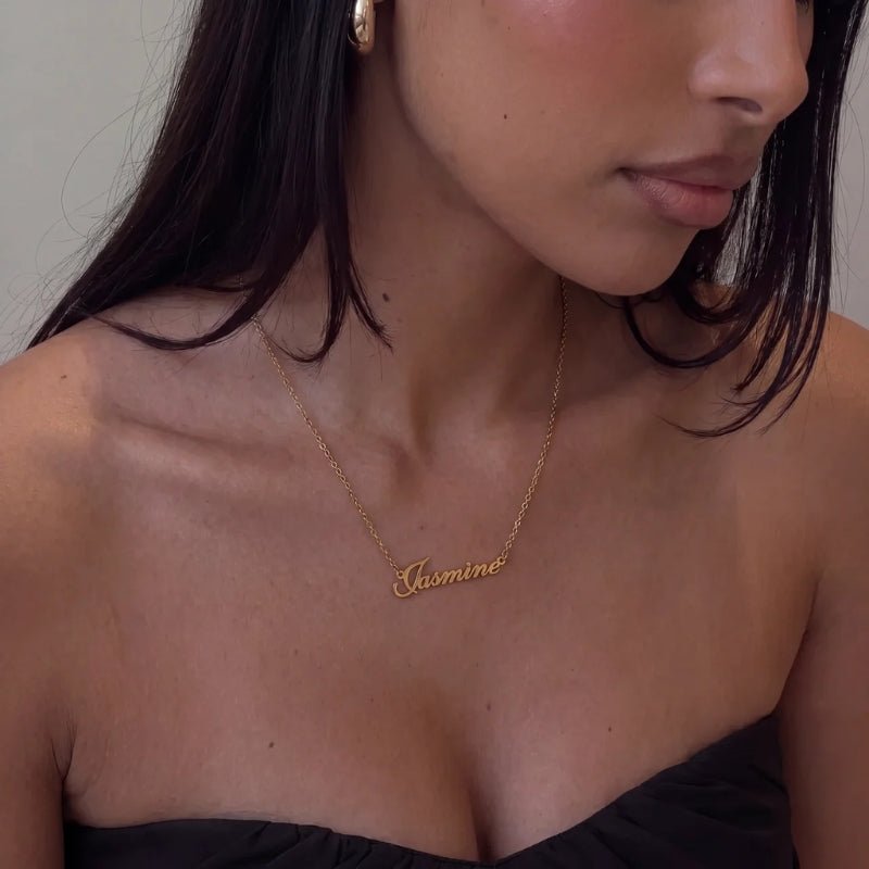 Prénom Plate Collier - Or Plaqué Personnalisé