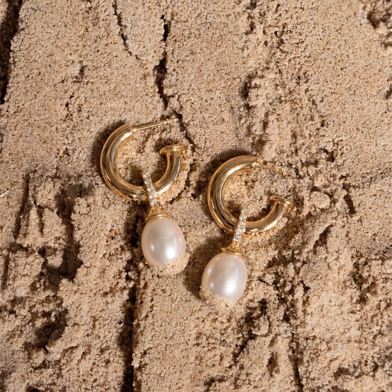 Pearl Drop Earrings - Nala Hoop