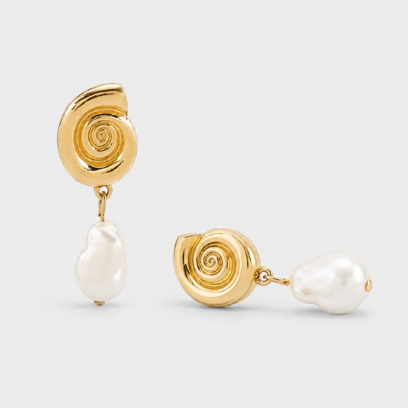 Boucles d'Oreilles Créoles avec Perle Pendante - Rumi