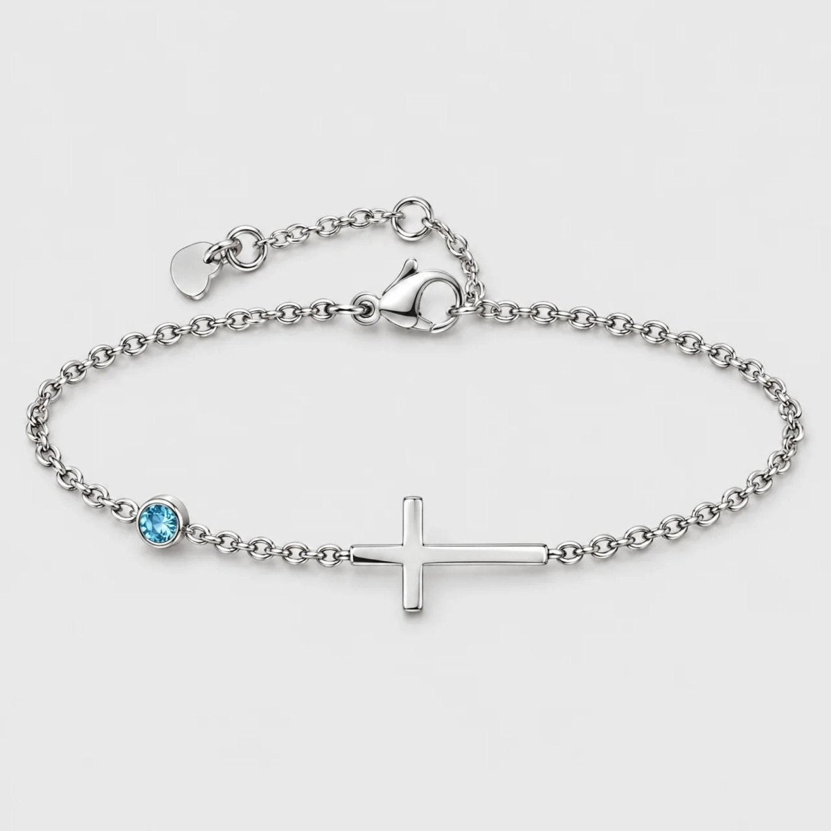 Sideways Cross Custom Birthstone Bracelet | Moonela