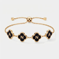 Bracelet Trèfle Noir - Initiale
