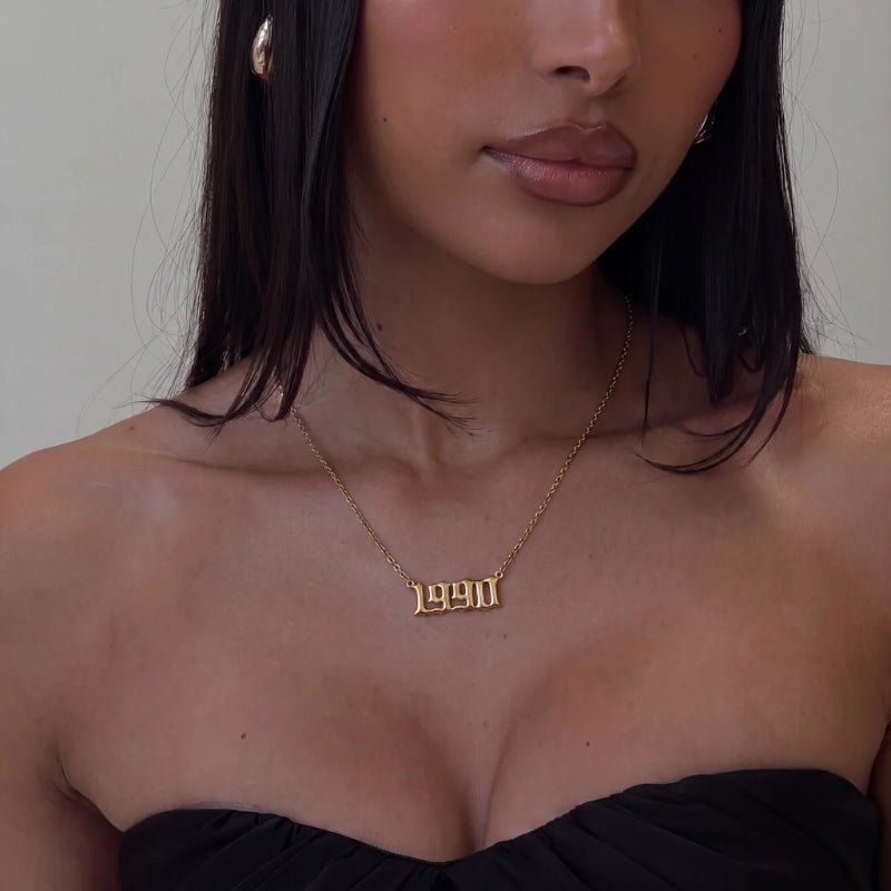 Collier Date de Naissance - Année Or Personnalisée