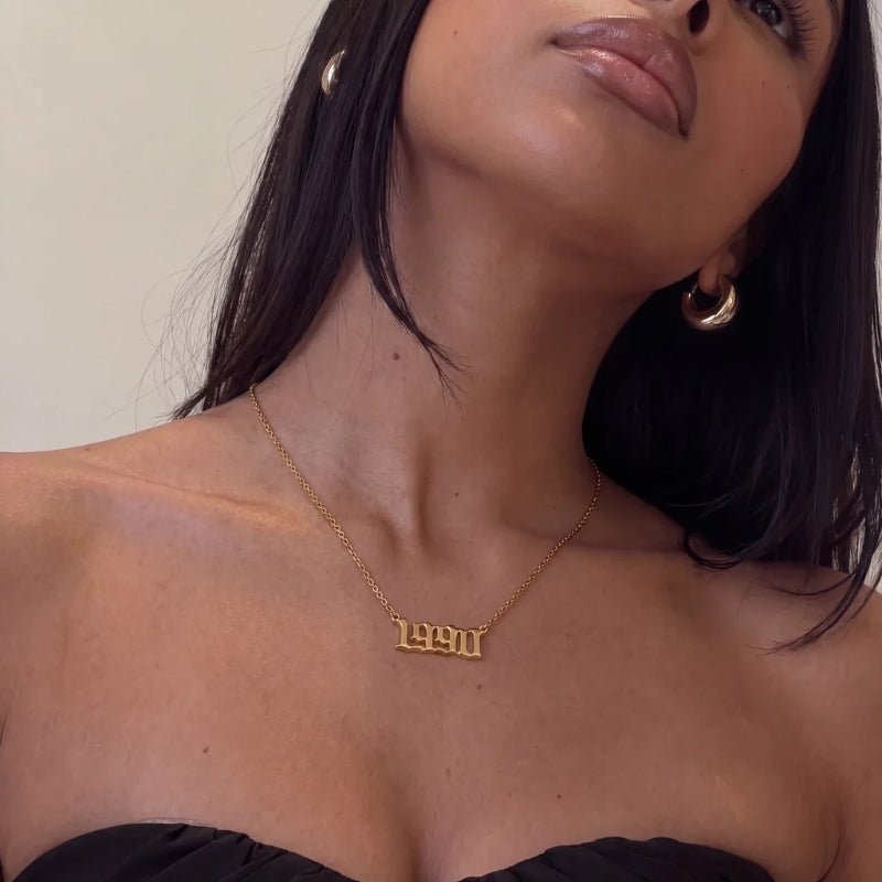 Collier Date de Naissance - Année Or Personnalisée