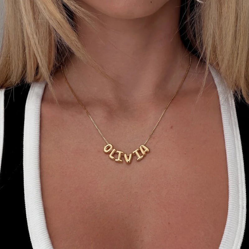 Collier Prénom Bulle - 3D Or Personnalisé