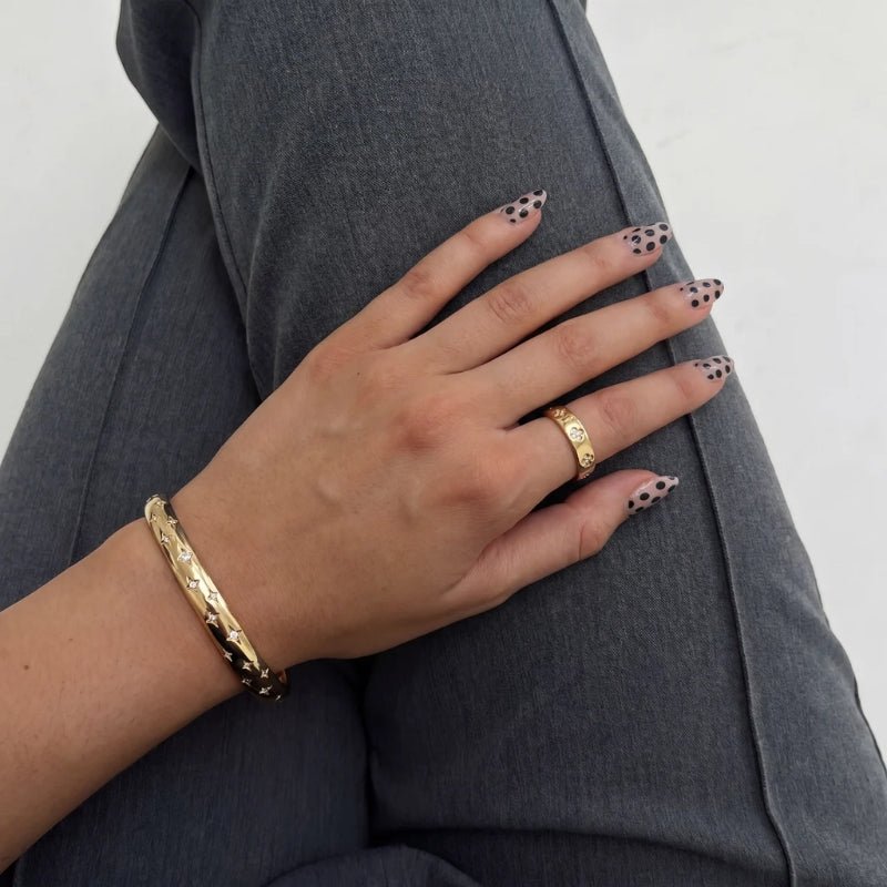 Bague Trèfle - Anneau Pavé CZ Or