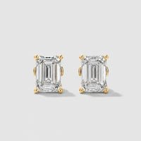 Boucles d'Oreilles Puces Taille Émeraude Moissanite