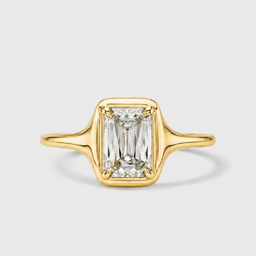 Emerald Cut Crest Ring