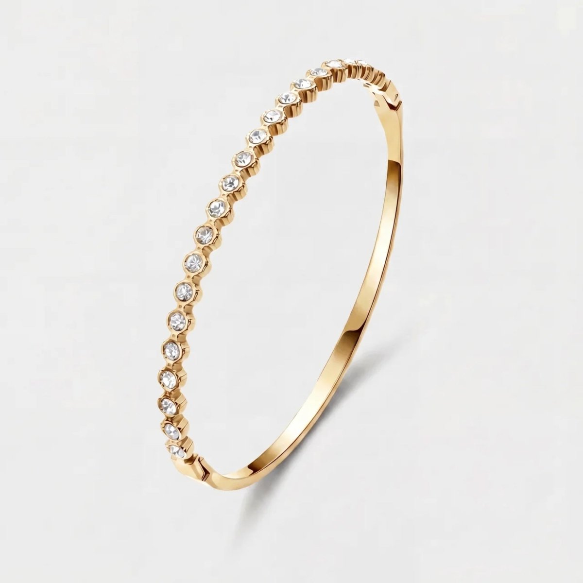 Gold Bangle Bracelet - Tennis Pavé