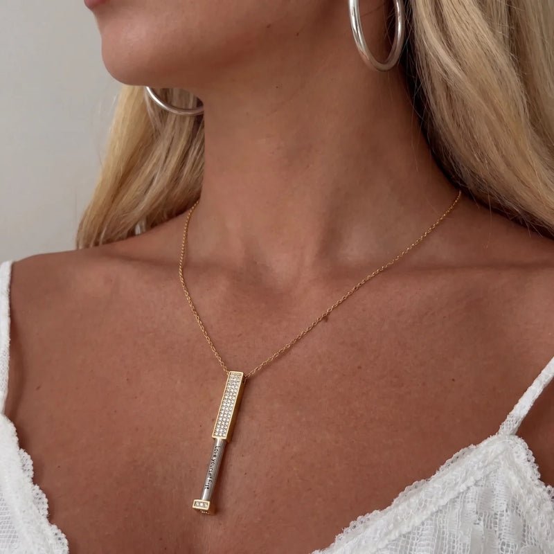 Collier Message Caché - Barre Gravée Or