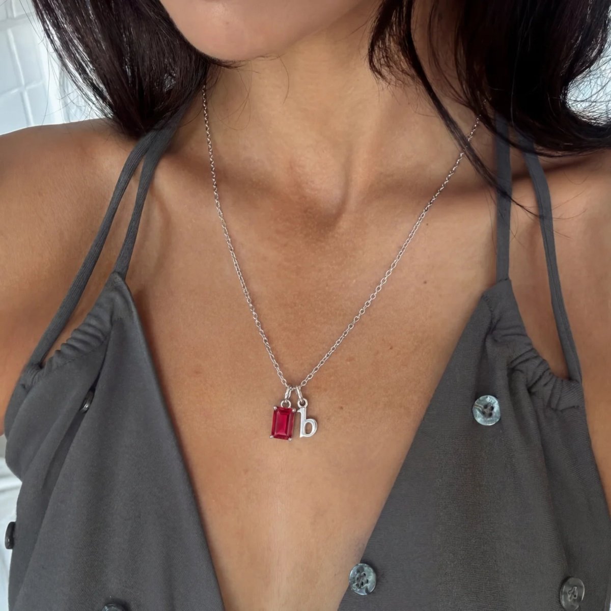 Collier Initiale et Pierre de Naissance - Or Personnalisé