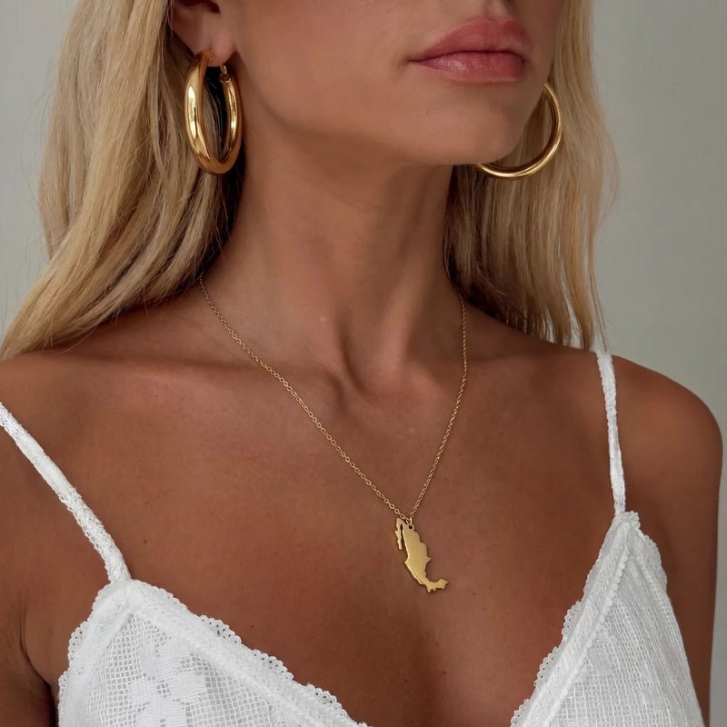 Collier Carte - Pays Personnalisé Or