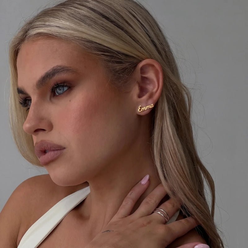 Boucles d'Oreilles Prénom - Cursive Personnalisée