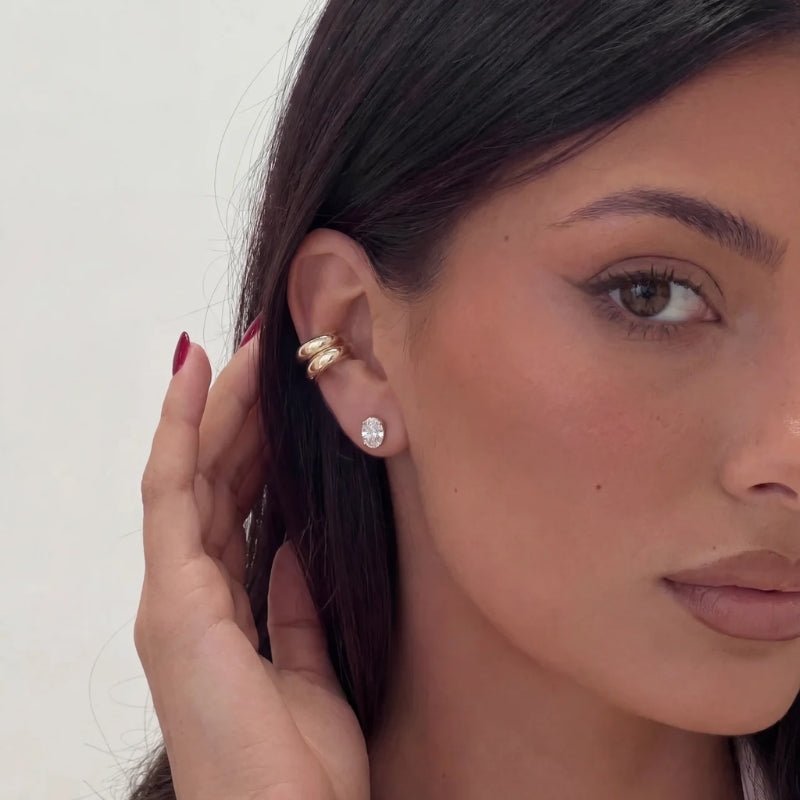 Boucles d'Oreilles Puces Tennis Ovale