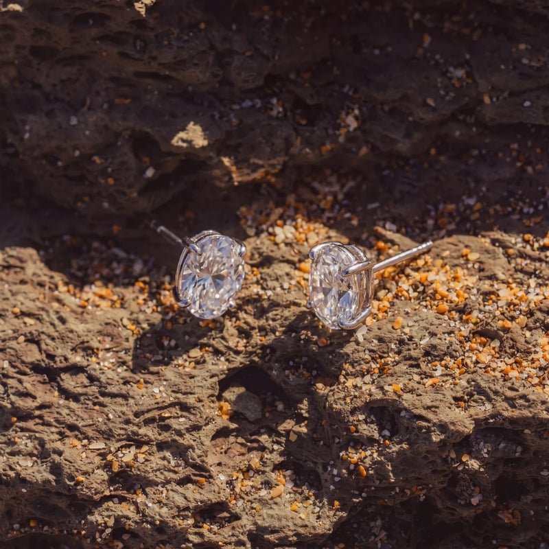 Boucles d'Oreilles Puces Tennis Ovale