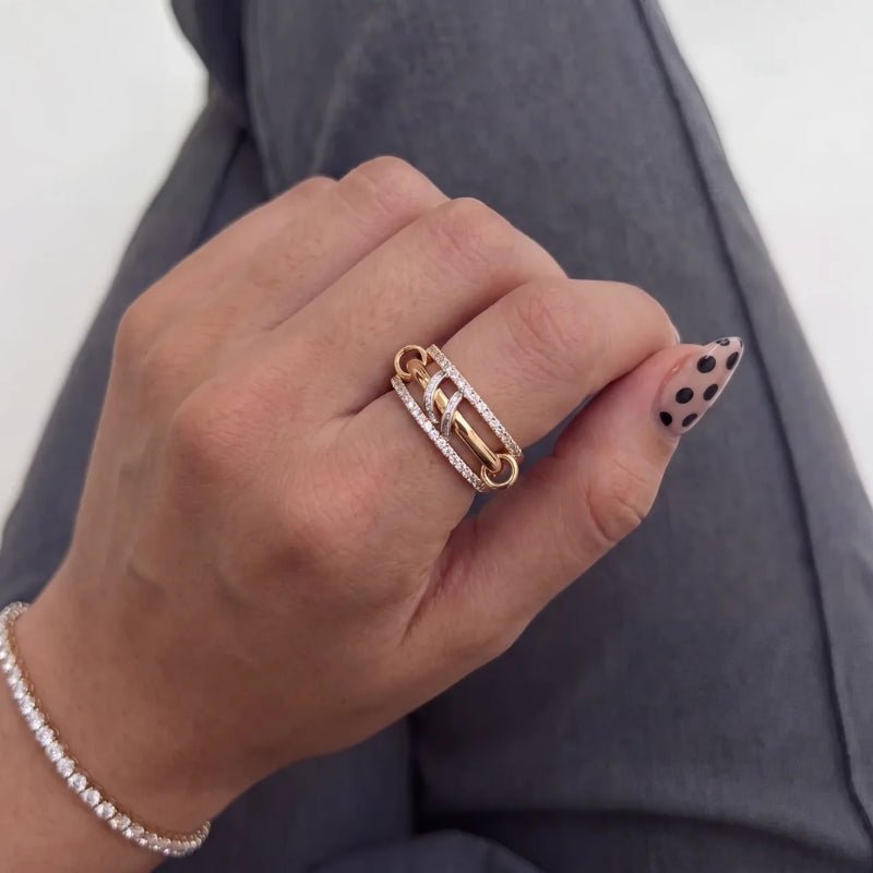 Pave Ring - Multi Layer Mixed Metal