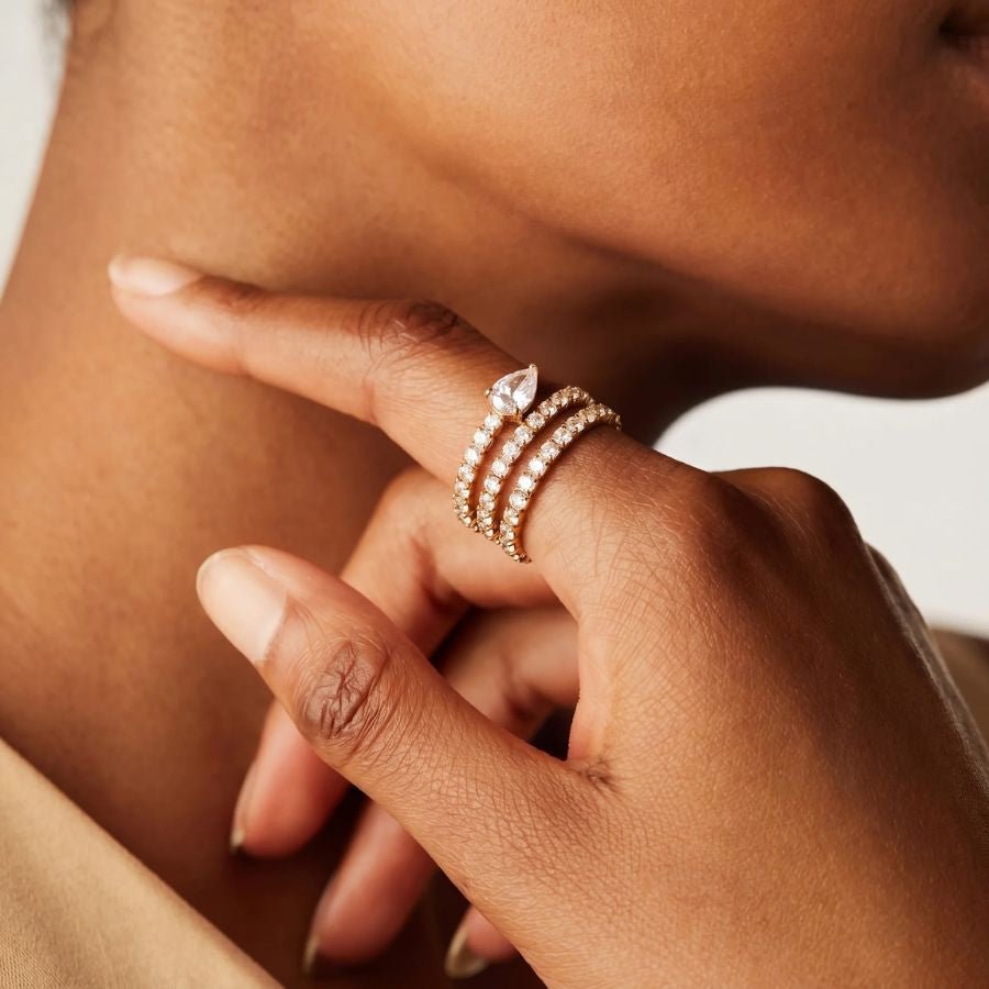 Bague Pear Wrap Tennis