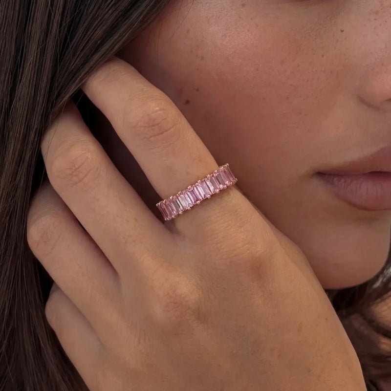 Bague Quartz Rose - Baguette Petalle