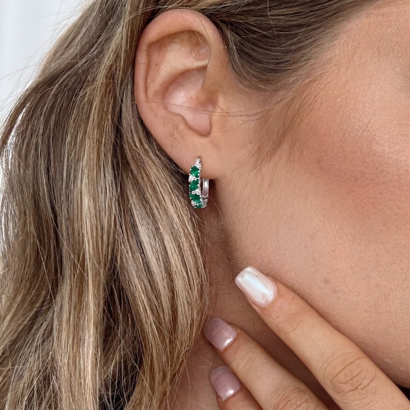 Argent Emerald Boucles d'Oreilles - Sagesse